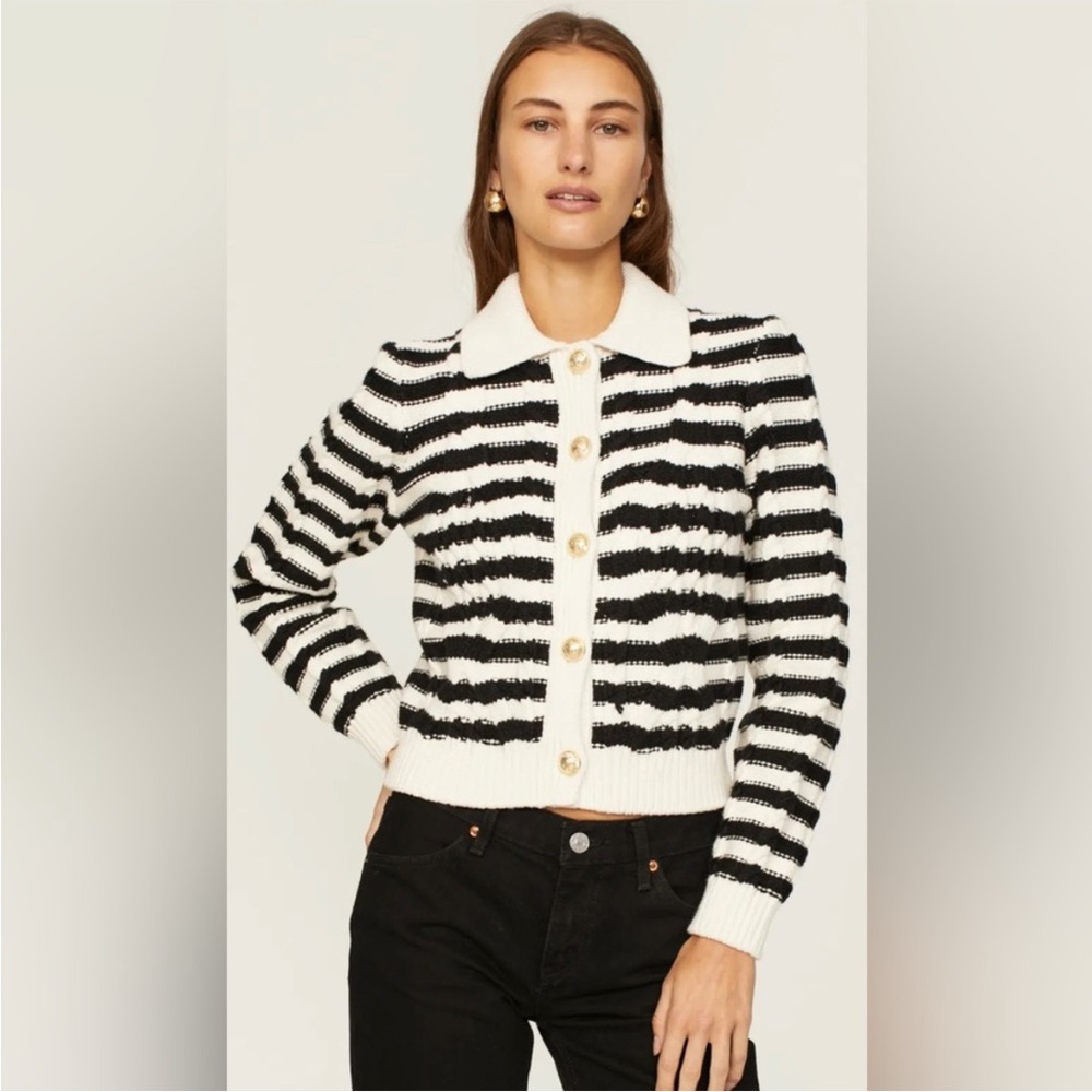 Derek Lam 10 Crosby's Daisy striped wool cable-knit cardigan